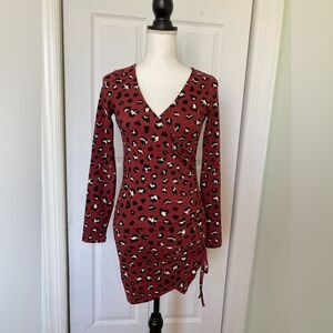 Burgundy Stretch Leopard Dress
